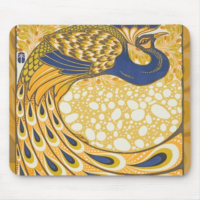 Peacock Antique Vintage Colourful Mouse Pad (Front)