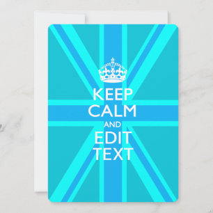 Peacock Aqua Keep Calm And Your Text Union Jack
