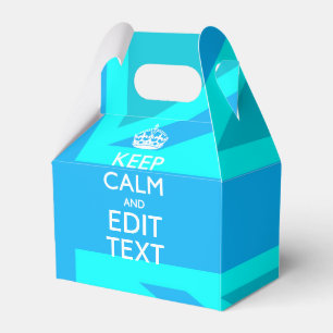 Peacock Aqua Keep Calm And Your Text Union Jack Favour Box