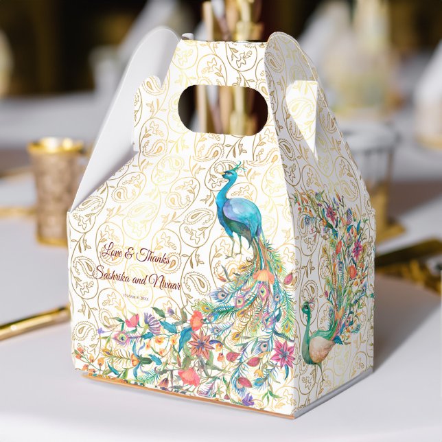 Peacock Arabian pattern Indian wedding favour gift Box (Peacock Arabian pattern Indian wedding favor gift Favor Box peacock favors Indian wedding favors)