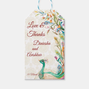 Peacock Arabian pattern Indian wedding favour gift Tags