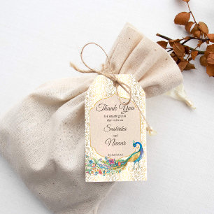 Peacock Arabian pattern Indian wedding favour gift Tags