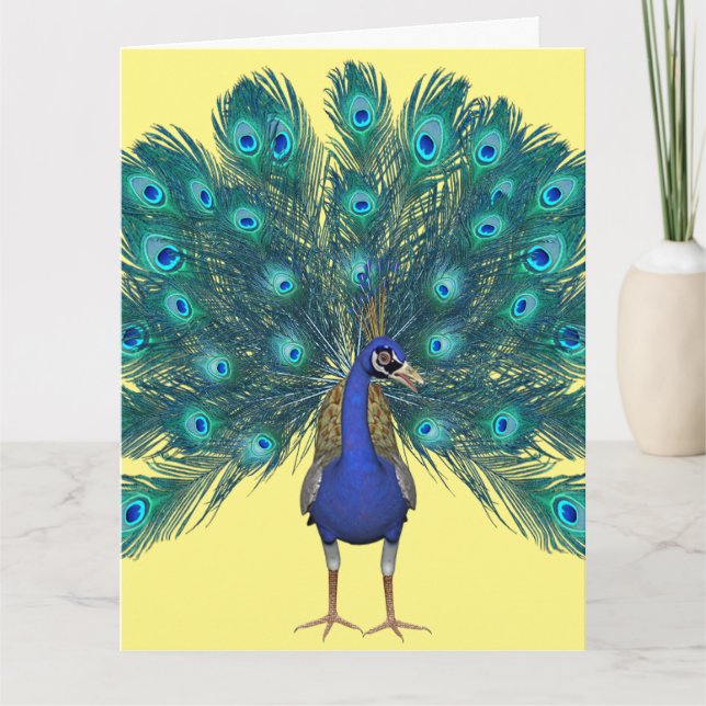 PEACOCK ART BIG BIRTHDAY GREETING CARD (Front)