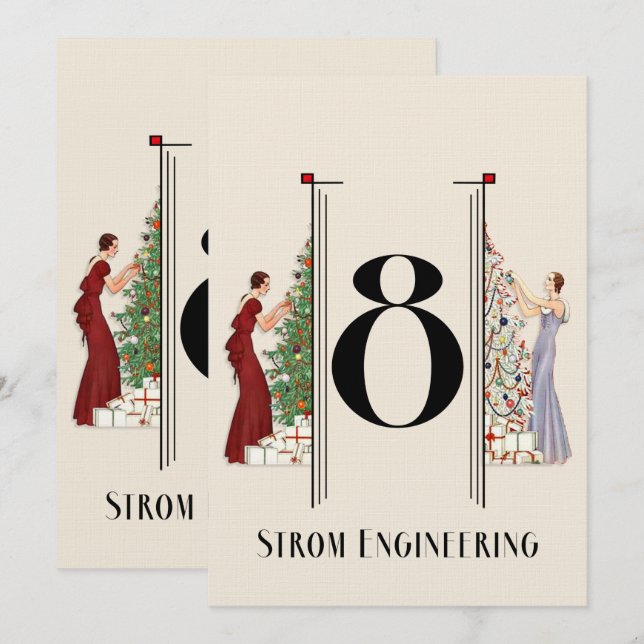 Peacock Art Deco Flair Christmas Table Number 8 (Front/Back)