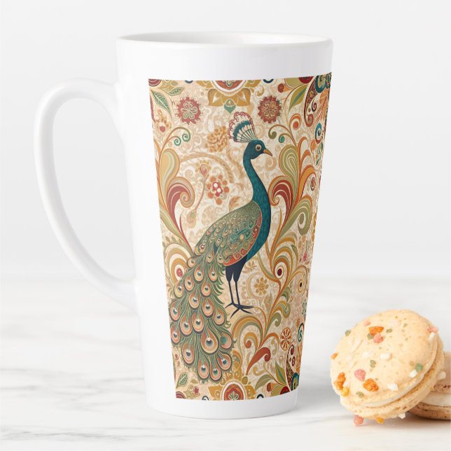 Peacock Art Morris Style Latte Mug (In Situ)