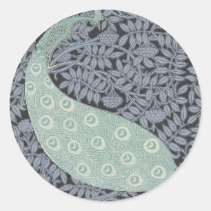 Peacock Art Nouveau Bird Classic Classic Round Sticker