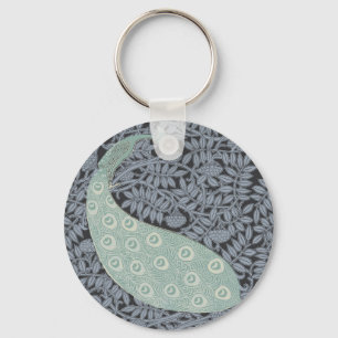 Peacock Art Nouveau Bird Classic Key Ring