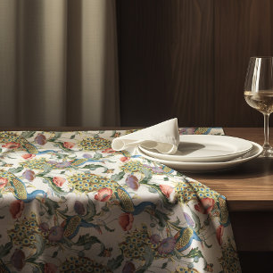 Peacock Art Nouveau Floral Pattern Tablecloth