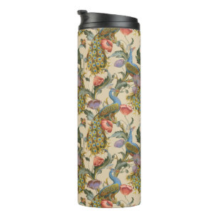 Peacock Art Nouveau Floral Pattern Thermal Tumbler