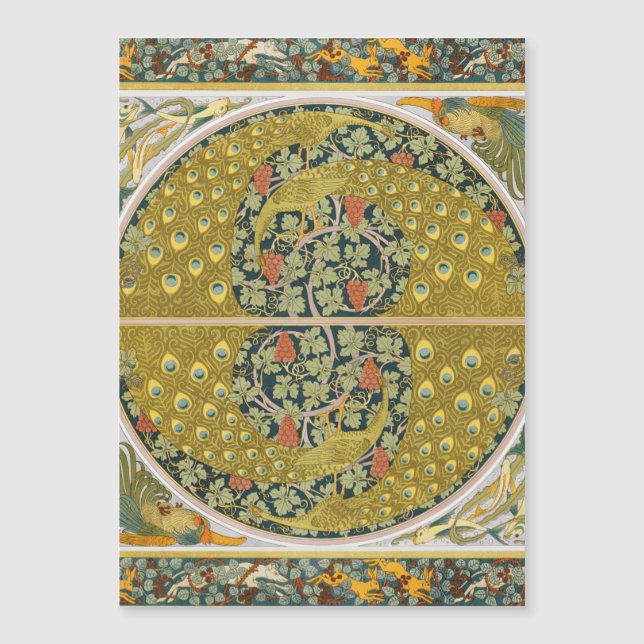 Peacock Art Nouveau Style round intricate design (Front)