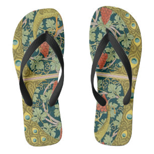 Peacock Art Nouveau Style round intricate design Jandals