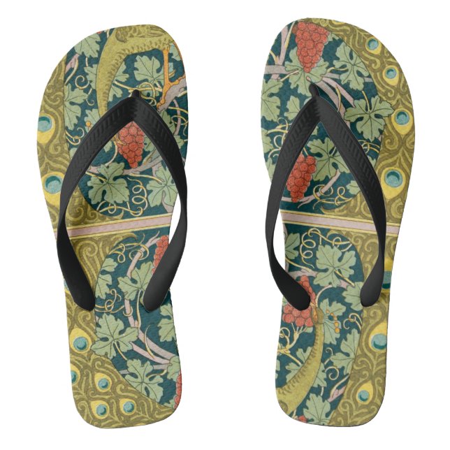 Peacock Art Nouveau Style round intricate design Jandals (Footbed)