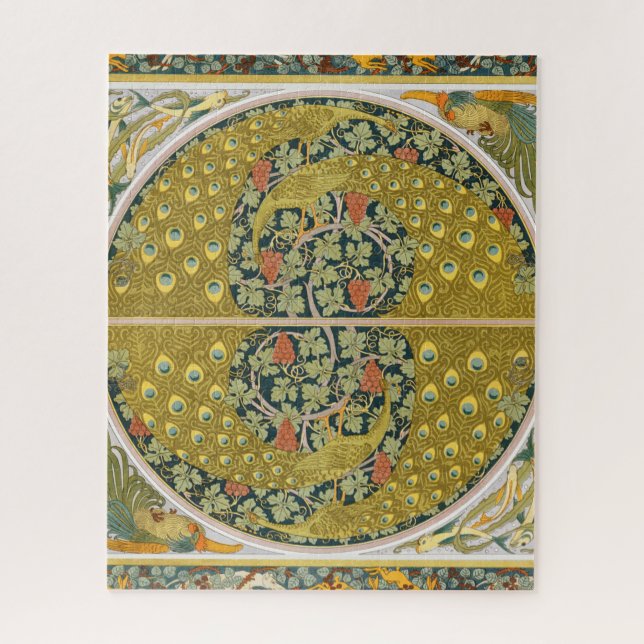 Peacock Art Nouveau Style round intricate design Jigsaw Puzzle (Vertical)