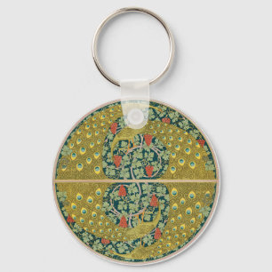Peacock Art Nouveau Style round intricate design Key Ring