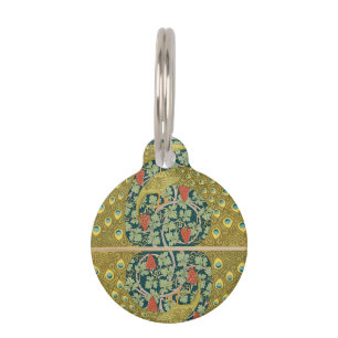 Peacock Art Nouveau Style round intricate design Pet Tag