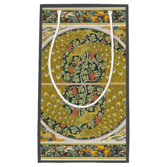Peacock Art Nouveau Style round intricate design Small Gift Bag (Front)