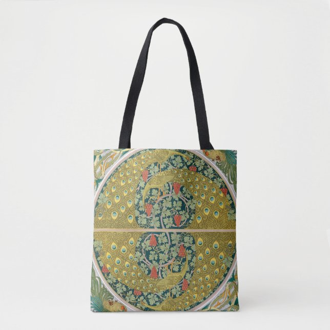 Peacock Art Nouveau Style round intricate design Tote Bag (Front)