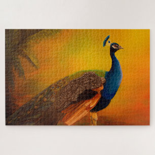 Peacock at sunrise painting art jigsaw puzzle