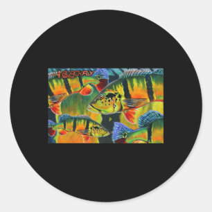 Peacock Bass Fishing By Black Fly Classic Round Sticker