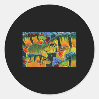 Peacock Bass Fishing By Black Fly Classic Round Sticker