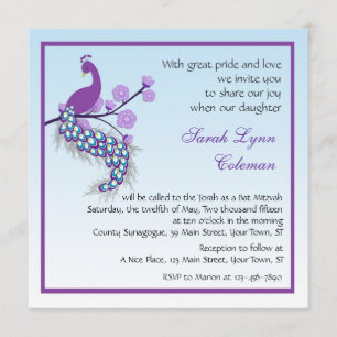 Peacock Bat Mitzvah Invitation