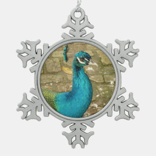 Peacock Beautiful Nature Photography Snowflake Pewter Christmas Ornament