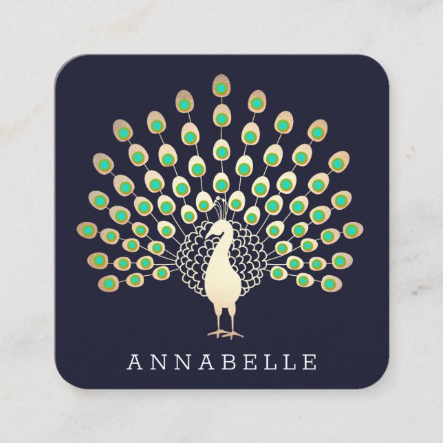 Peacock Beauty and Fashion  Square Business Card (Front)