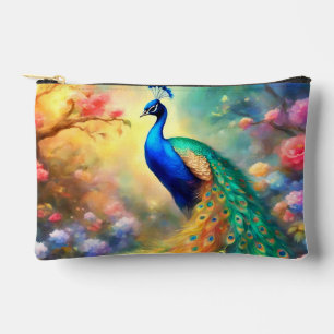 Peacock Bird 100 with flowers Accessory Pouch