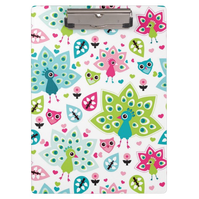 peacock bird and owl clipboard (Front)