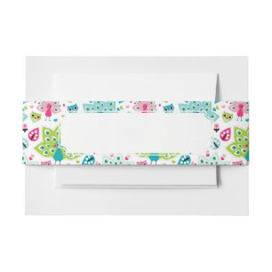 peacock bird and owl invitation belly band