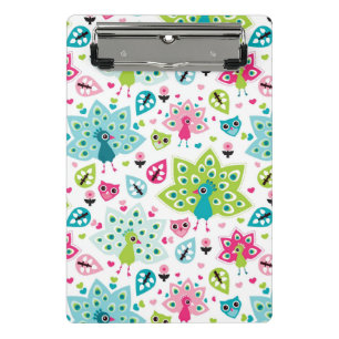 peacock bird and owl mini clipboard