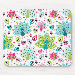 peacock bird and owl mouse pad