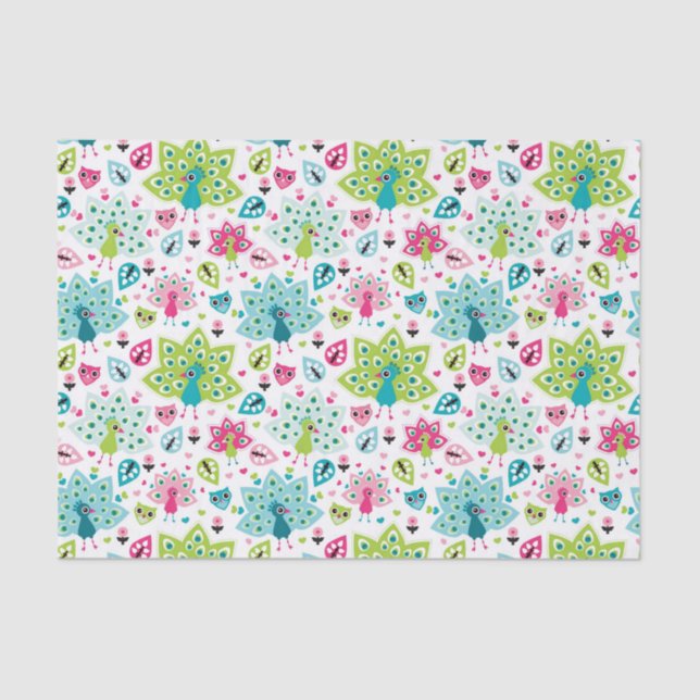 peacock bird and owl tissue paper (Front)