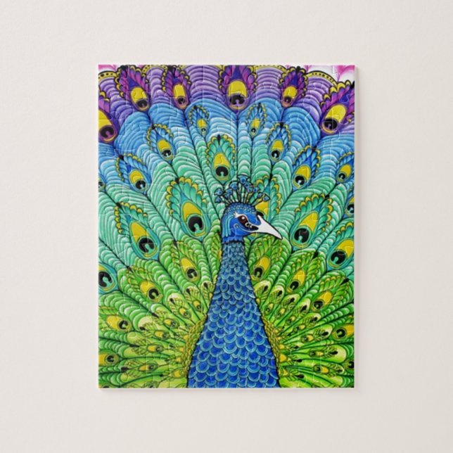 Peacock bird animation jigsaw puzzle (Vertical)