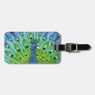 Peacock bird animation luggage tag