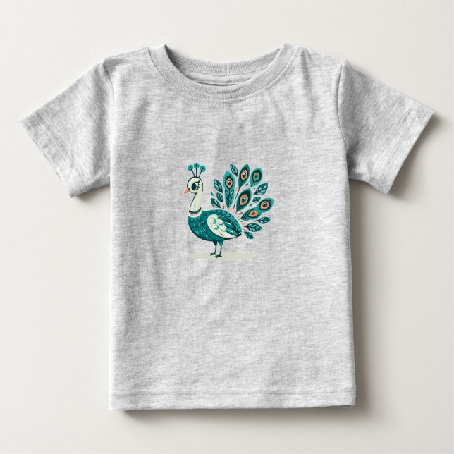 Peacock bird Baby Fine Jersey T-Shirt (Front)