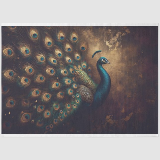 Peacock Bird Decoupage Tissue Paper (Front)