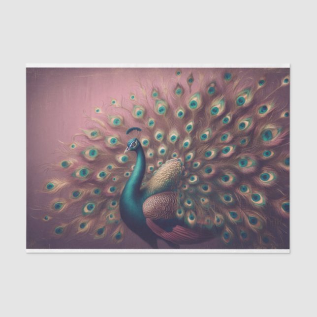 Peacock Bird Decoupage Tissue Paper (Front)