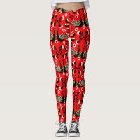 Peacock Bird Folk Art. Leggings
