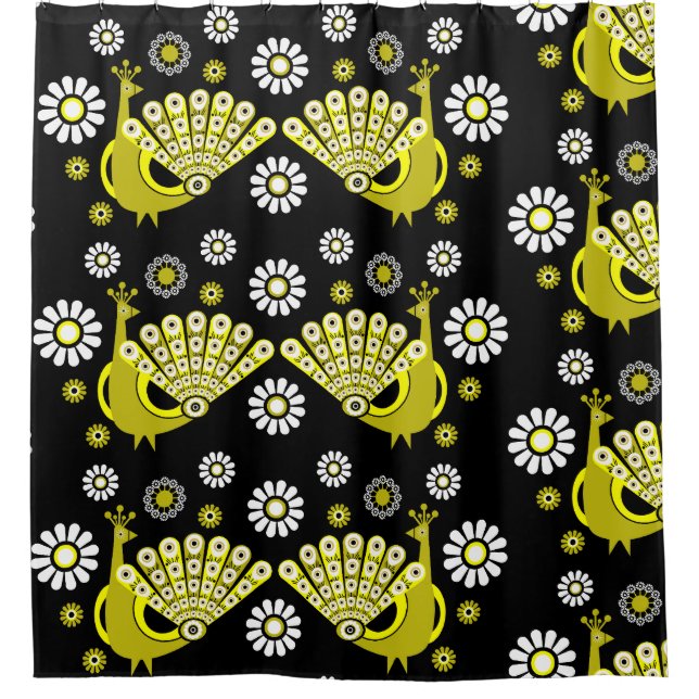 Peacock Bird Graphic Art Shower Curtain (Front)