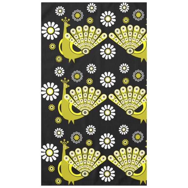 Peacock Bird Graphic Art Tablecloth (Front)