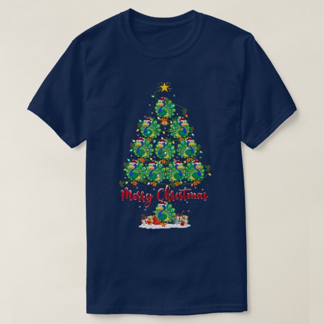 Peacock Bird Lover Matching Santa Peacock Christma T-Shirt (Design Front)