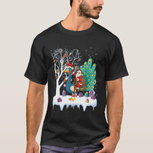 Peacock Bird Lover Xmas Gift Santa Riding Peacock T-Shirt