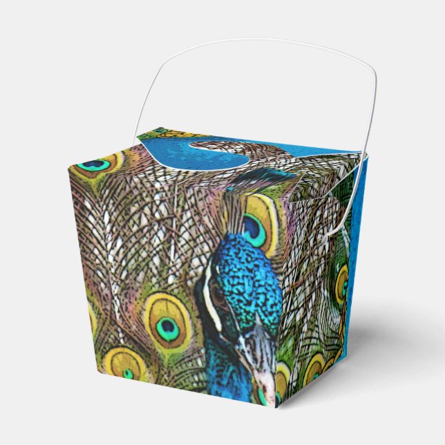 Peacock Bird on Display Favour Box (Front Side)