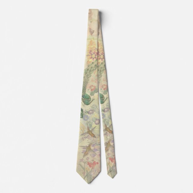 Peacock Birds Feathers Flowers Animals Necktie (Front)