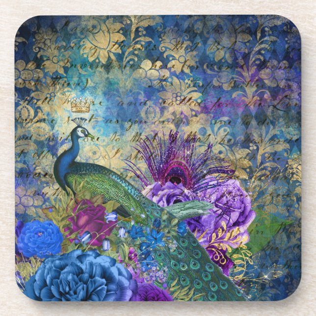Peacock Birds Trendy Coaster (Front)