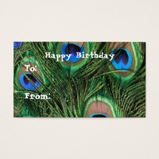 Peacock Birthday Gift Tags (Front)