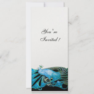 PEACOCK  black ,blue ,white, ice metallic Invitation