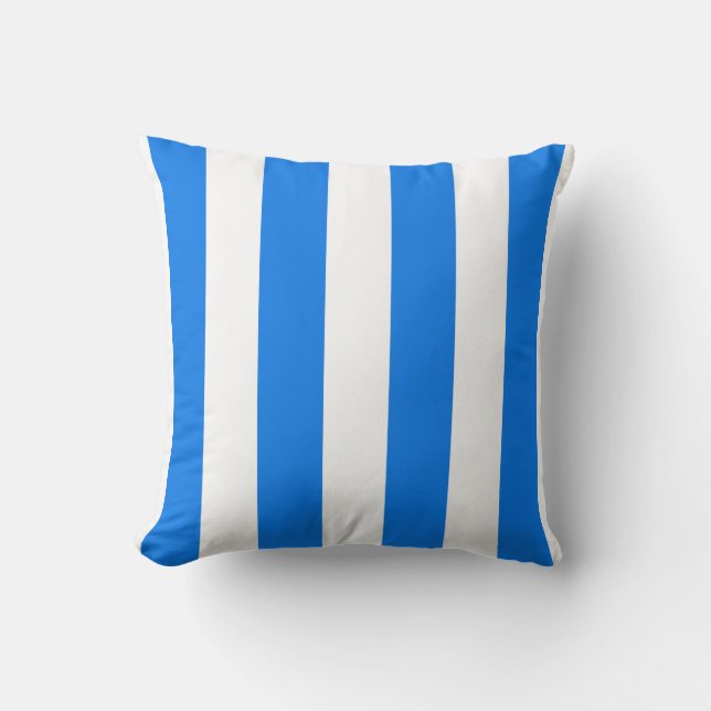 Peacock Blue and White Striped Cushion (Front)