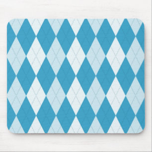 Peacock Blue Argyle Diamond Shape Mouse Pad